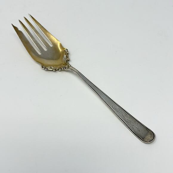 Vtg Monogrammed Sterling Silver Cold Meat Fork/Shreve & Co 8 3/8” - Picture 1 of 4